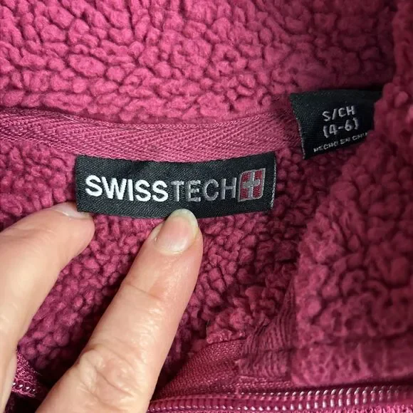 SwissTech Womens Shirt Top Full Zip Fleece Lined Sz. S 4-6 Dark Pink - Picture 10 of 14
